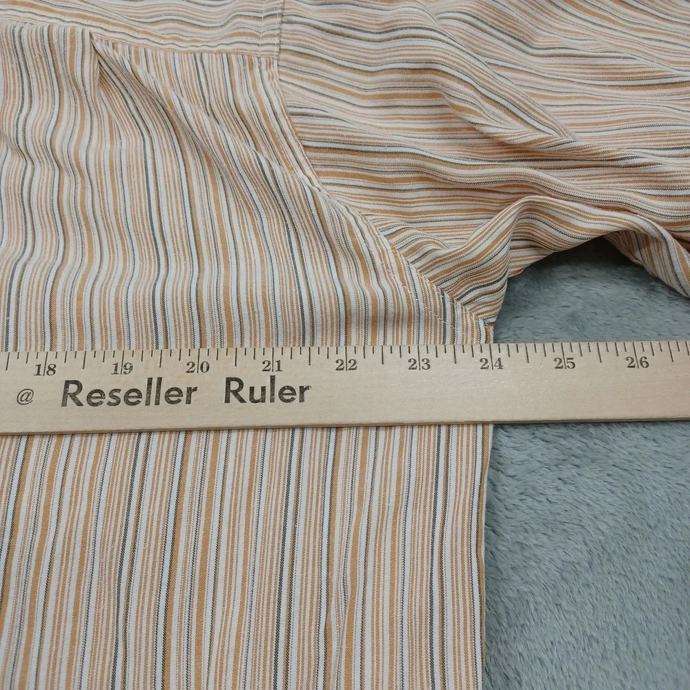 North Face Shirt Mens Large Brown Striped Outdoor Button Up Short‎ Sleeve